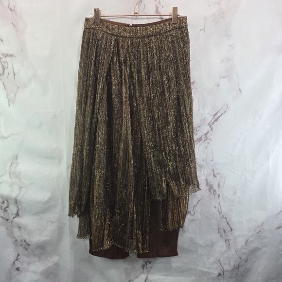 Anthropologie Skirt Womens XS 0 Midi Sparkle Shimmer Metallic Maeve Capri Pants - Picture 1 of 16